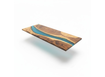 Mesa de madera real con resina epoxi de cascada, mesas de comedor con resina epoxi maciza.