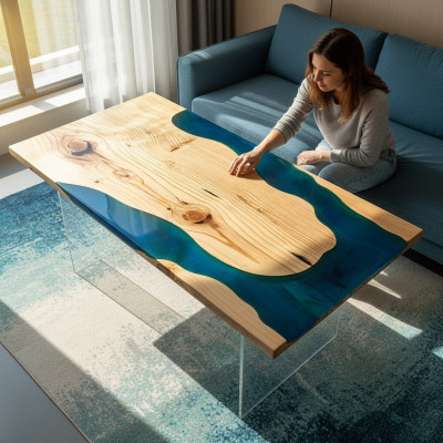 Río Mesas Mesa de comedor Diseño de mesa Muebles modernos 160x80 Resina epoxi