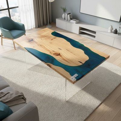 Río Mesas Mesa de comedor Diseño de mesa Muebles modernos 160x80 Resina epoxi