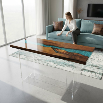 Consola de diseño Mesa Cómoda Mesa de centro Epoxi hecha a mano