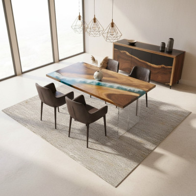 Mesas mesa de comedor mesa de diseño moderno del mar río muebles 161x81 epoxi