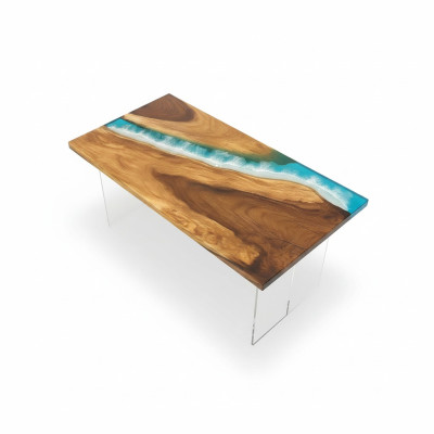 Mesas mesa de comedor mesa de diseño moderno del mar río muebles 161x81 epoxi
