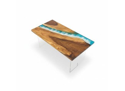 Mesas mesa de comedor mesa de diseño moderno del mar río muebles 161x81 epoxi