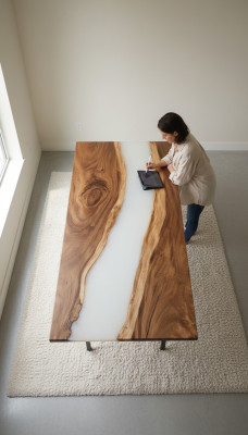 Resina epoxi mesa de comedor de madera real decoración muebles macizos mesa de resina de agua