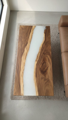 Resina epoxi mesa de comedor de madera real decoración muebles macizos mesa de resina de agua
