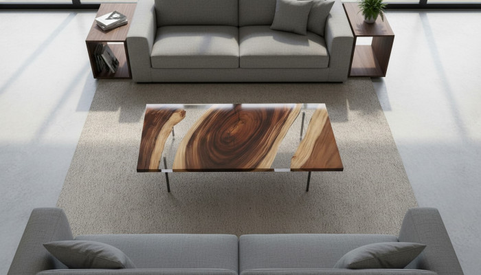 Resina epoxi Mesa de río 200x90 Nueva Madera real Mesas macizas