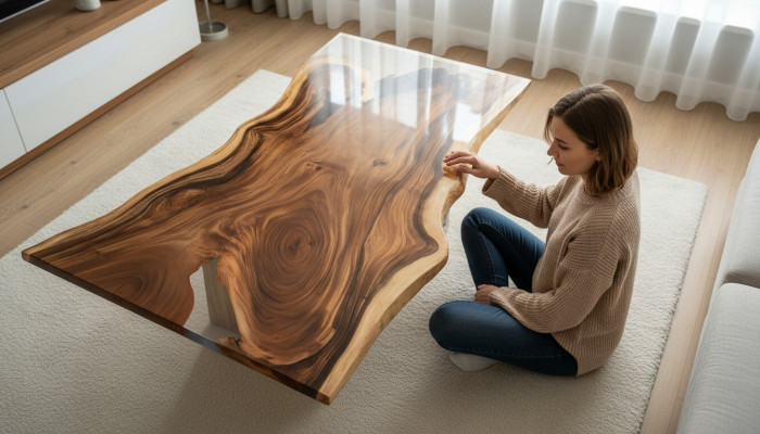 Epoxi Mesa de comedor River Table Madera real Maciza Mesas 200x90