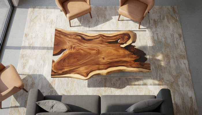 Epoxi Mesa de comedor River Table Madera real Maciza Mesas 200x90