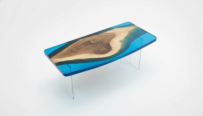 Mesa de comedor Blue River Table madera real 200x90 mesas de resina epoxi nuevas
