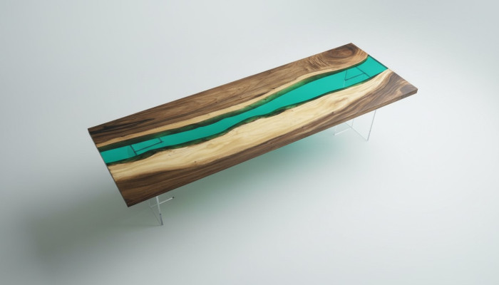 Epoxidharz Mesa de comedor River Table Madera real Maciza Mesas 220x90