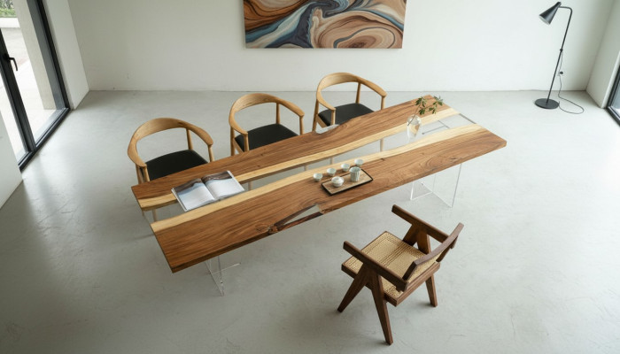 Mesa de comedor River Table Maciza Tablas 220x80 Mesa de río Mar Cascada de agua