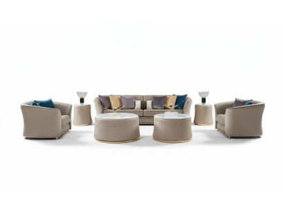 Muebles de lujo Juego de sofás Sofá Sofá Tapizado 421 plazas con 2 mesas de café 5 piezas.