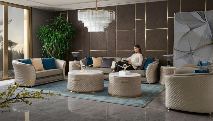 Sofá de 4 plazas, sofá de cuero, sofá, conjunto de salón, diseño.