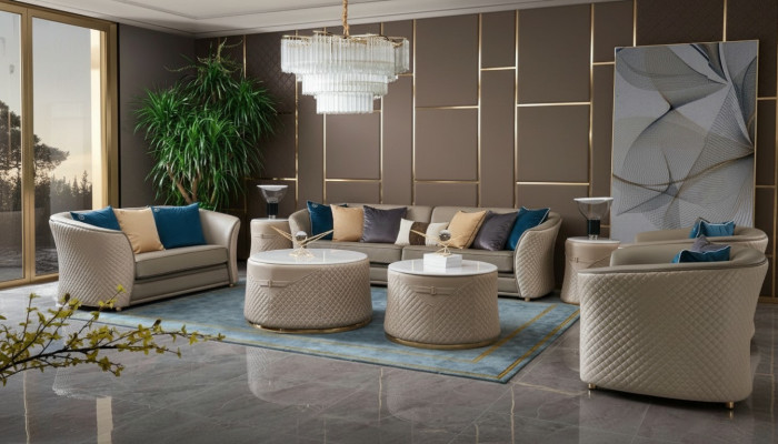 Sofá de 4 plazas, sofá de cuero, sofá, conjunto de salón, diseño.