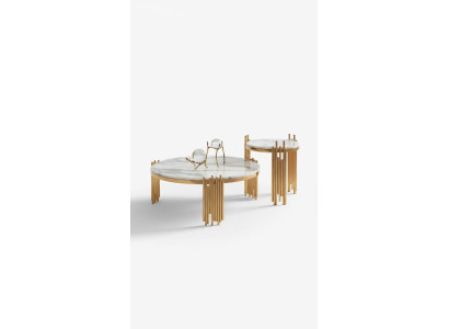 Set de 2 mesas de centro Mesa de café Mesa auxiliar Diseño Decoración Mesa de sala de estar