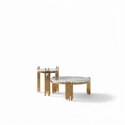 Acero Inoxidable Mesa Auxiliar Diseño Redonda Mesas Oro Sofá Sala de Estar