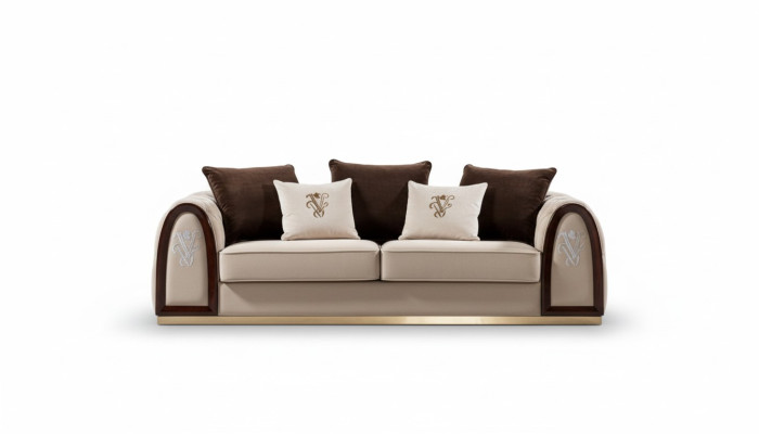 Diseño de sofá de lujo con asientos acolchados, sofá xxl, conjunto de 4+3 plazas Chesterfield.