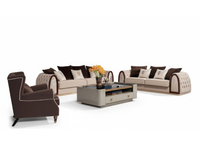 Sofá Chesterfield beige Sofás tela tela Sofás de lujo 4 plazas 295 cm