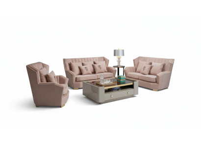 Muebles de lujo Juego de sofás Sofá Tapizado 3 plazas Mesa de centro Sofás