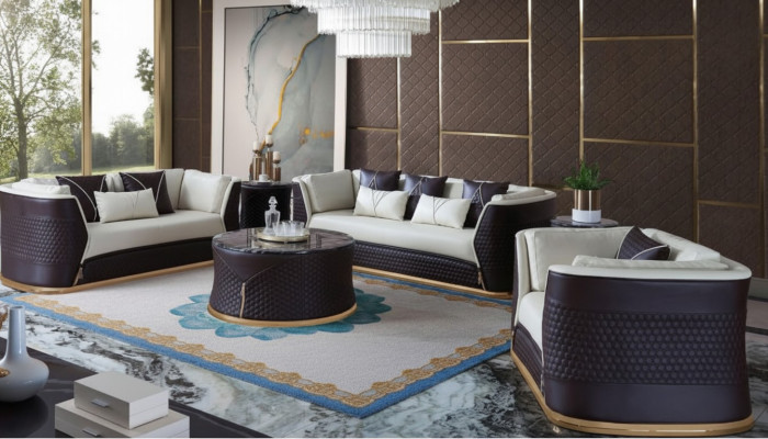 Conjunto de muebles 3 plazas Mesa de centro 2 mesas auxiliares Sofá Esquinero Sofá 6 piezas