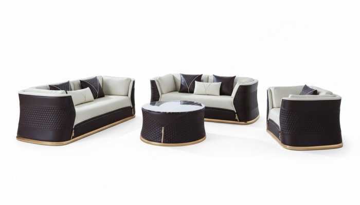 Conjunto de muebles 3 plazas Mesa de centro 2 mesas auxiliares Sofá Esquinero Sofá 6 piezas