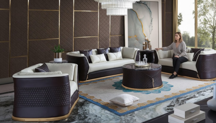 Sofá modular de 3 plazas Set Sofá de diseño Sofá acolchado Sofá moderno de lujo nuevo