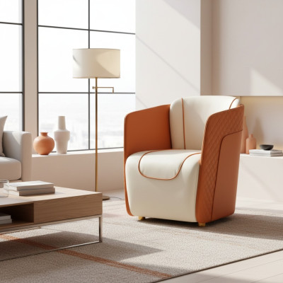 Sillón Diseño Sofá Relax Cuero Decoración Salón Club Tapizado Asiento Lujo