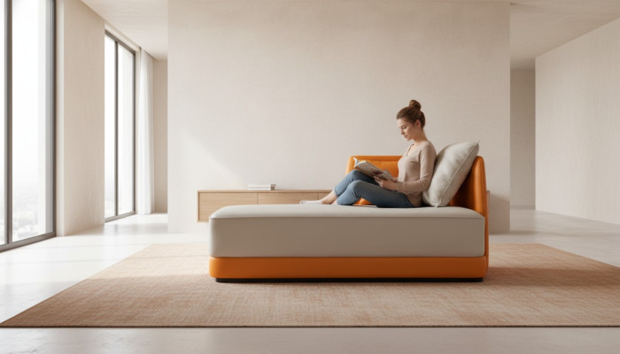 Sofá moderno de cuero de lujo de confort, reclinable, sillón reclinable, tumbona, diván.
