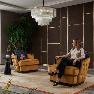 Sillón de diseño de lujo de tela para la televisión, sofá de 1 plaza para relajarse en el club lounge.