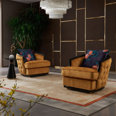 Sillón de diseño de lujo de tela para la televisión, sofá de 1 plaza para relajarse en el club lounge.