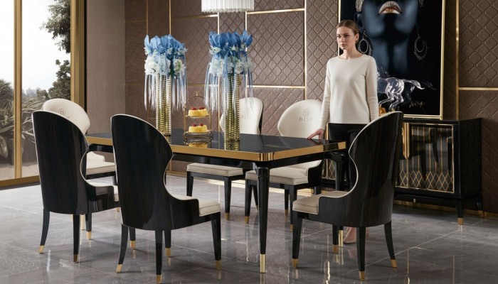 Mesa de comedor Conjunto de mesa Comedor Sala de estar Mesa de comedor Madera Vidrio Muebles