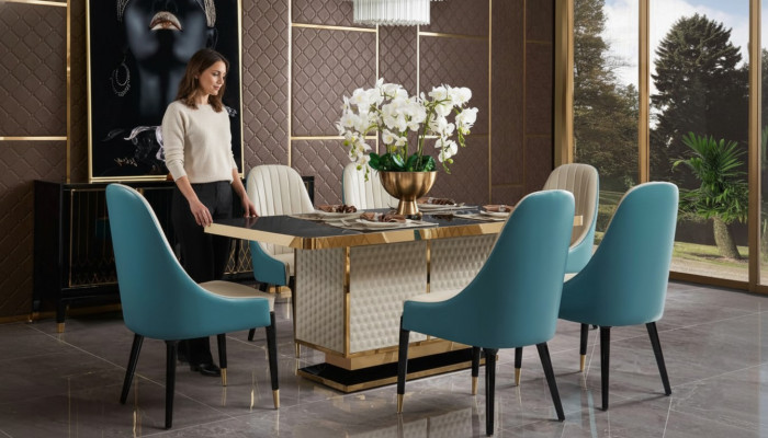Comedor 1x Juego de sillas de silla Asiento Verdadero Sillas Acolchadas Diseñador de respaldo Silla de madera Nueva