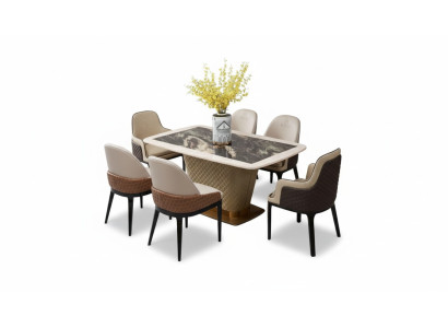 Conjunto completo de comedor mesa 4 sillas de respaldo Sillas de lujo Grupo de comedor