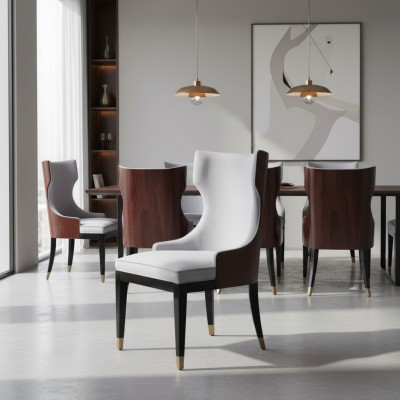 Habitación de comer 1x silla sillas tapizada madera moderna diseñador respaldo asiento sillón