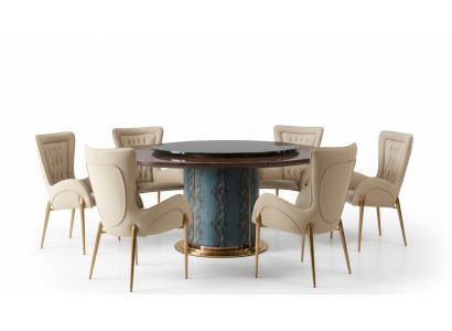 Diseño de mesa redonda 6 sillas sillas de comedor conjunto de tapizado de asientos redondos