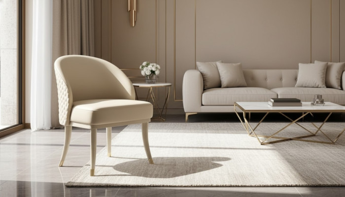 Silla 1x sala de estar acolchada silla de comedor sillón de cuero de lujo de salón de televisión.