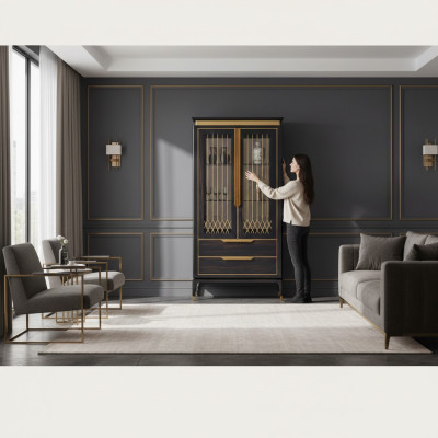 Vitrinas de cristal, bar, armario, muebles de casa, estanterías de pared, estantería de madera, vitrina, muebles de salón.