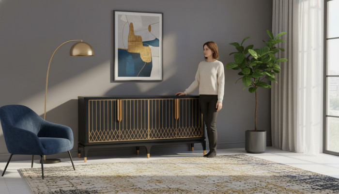 Mueble para la sala de estar de diseño, cómoda de madera, armario, muebles de cómoda, consola lateral.