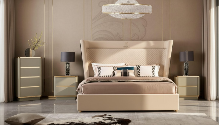 Dormitorio Hotel Camas Doble Diseño de cama de madera y tela 180x200cm