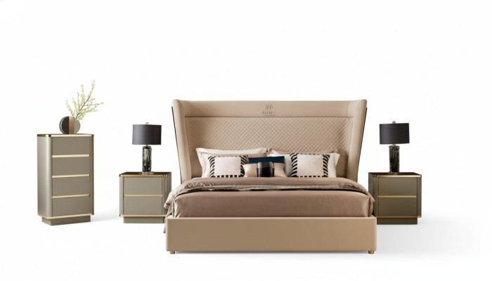 Dormitorio Hotel Camas Doble Diseño de cama de madera y tela 180x200cm
