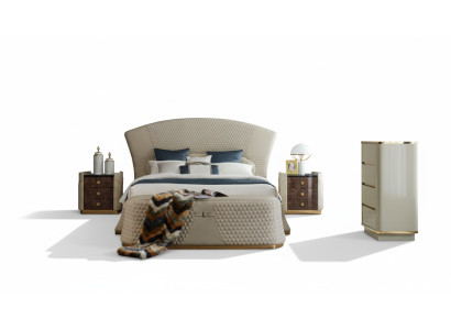 Dormitorio Cama Taburete 2x Mesita de noche Juegos completos Muebles de cuero