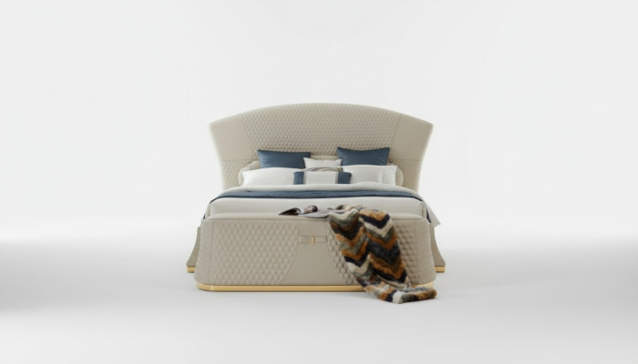 Diseño de cama de cuero de lujo cama doble acolchada dormitorio 180x200