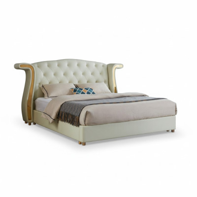 Diseño de cama de lujo tapizada 180x200cm camas de cuero modernas dormitorio