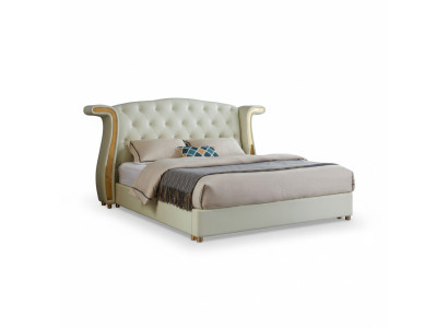Diseño de cama de lujo tapizada 180x200cm camas de cuero modernas dormitorio