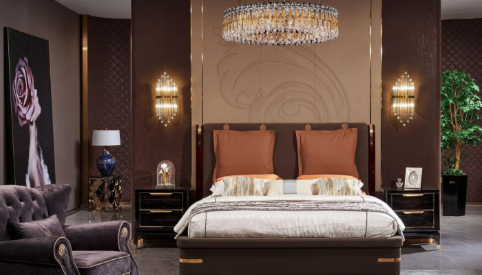 Muebles de dormitorio de lujo de 3 piezas. Juego completo Cama 2 mesitas de noche Moderno.