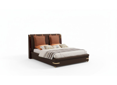 Cama acolchada de diseño de lujo de metal doble cama matrimonial cuero