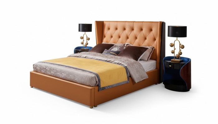 Estructura clásica de cama, muebles de dormitorio, diseño de camas, conjunto de 3 piezas.