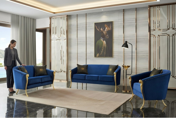 Diseño de sofás relax de 3 plazas Club Lounge en tela para sofá acolchado.