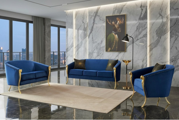 Diseño de sofás relax de 3 plazas Club Lounge en tela para sofá acolchado.