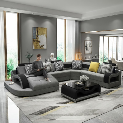 Sofá esquinero en forma de U Sofá Almohadón(textil) Diseñador Sofá textil grande Sofá modular